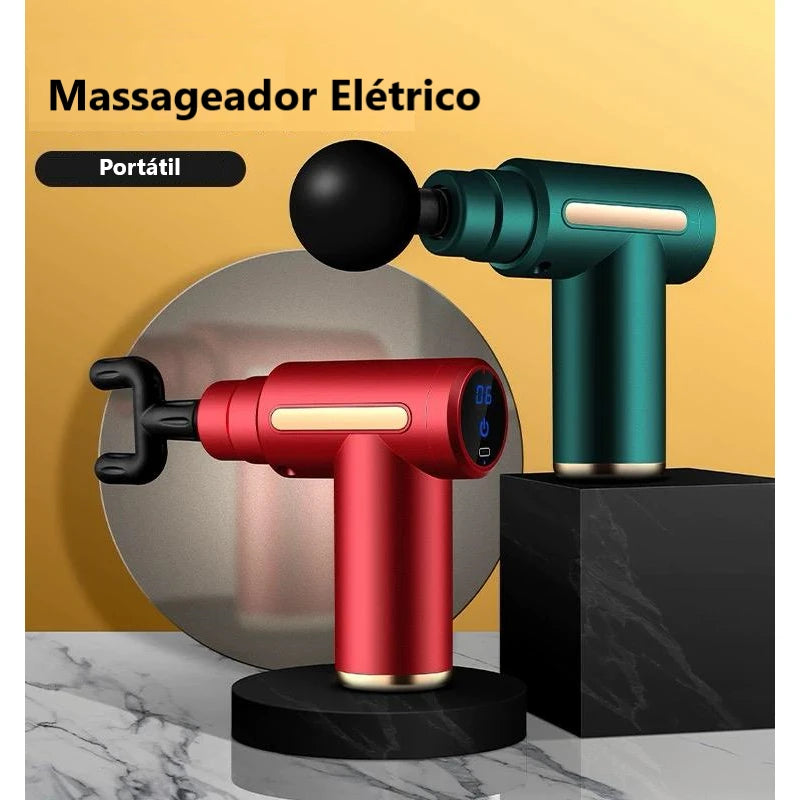 Mini Massageador Pistola de Massagem Elétrica Muscular Portátil Recarregável Alivia Dor Multifuncional