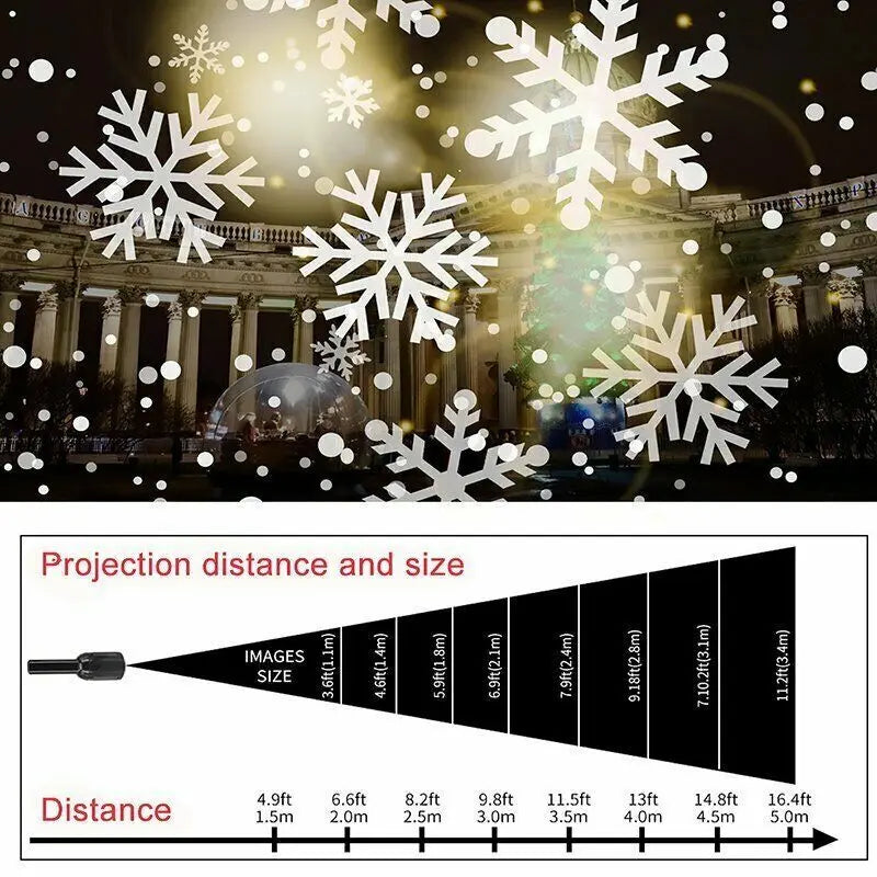 Luminária Projetor de Natal Flocos De Neve, Dinâmicos Luzes De Projeção HD Giratórias, Presente De Natal