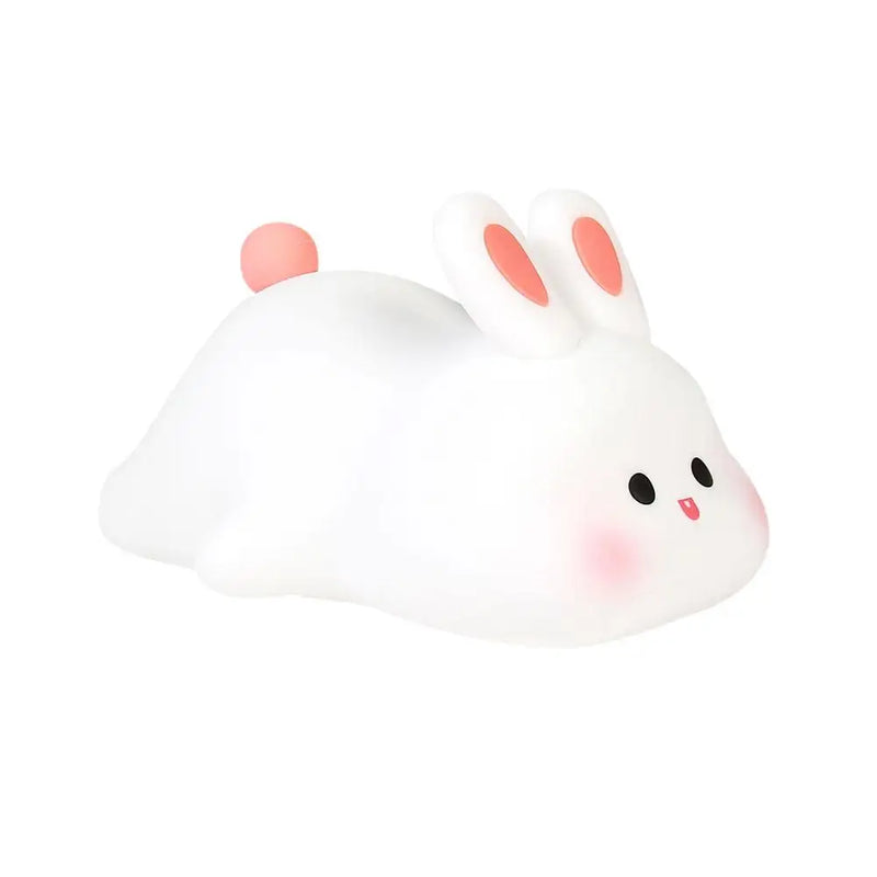 Big Face Rabbit Night Light, lâmpada de brinquedo recarregável, lâmpada de silicone, decoração bonita, macio, cabeceira.