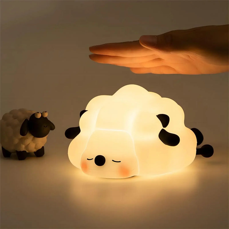 Luzes noturnas led fofas de ovelha, panda, coelho, hipopótamo e porco lâmpada de silicone recarregável usb cronometragem decoração de cabeceira crianças bebê luz noturna presente de aniversário