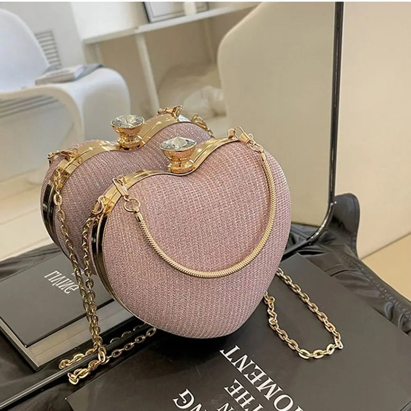 Bolsa feminina em formato de coração, GLAM HEART